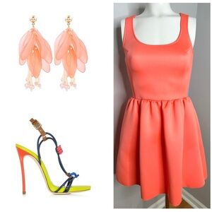 LOVE ADY ORANGE SCUBA DRESS WITH POCKETS - SMALL